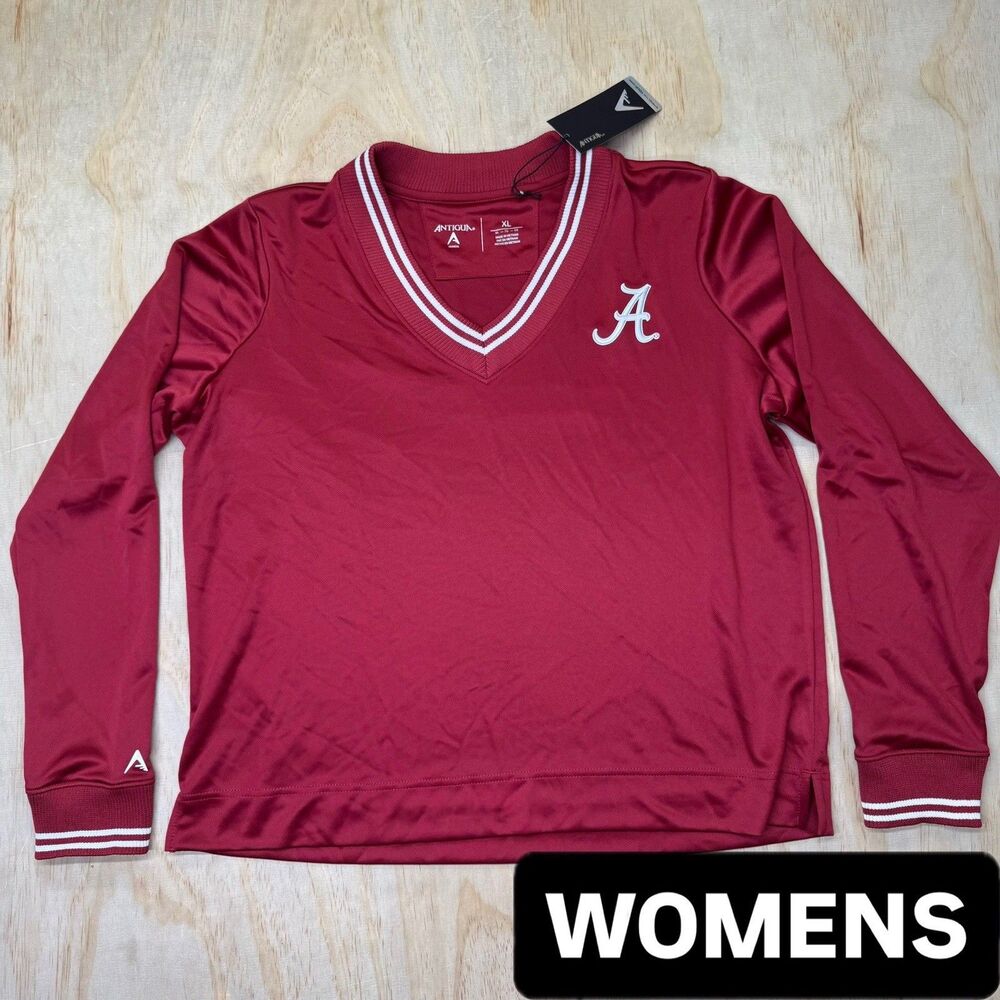 NEW Alabama Crimson Tide Antigua WOMENS Parker V-Neck Pullover Sweatshirt XL